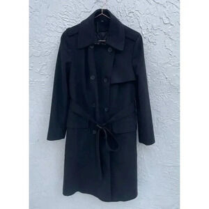 American Airlines Twin Hill Mens Double Breasted Thinsulate Trench Coat Black 4
